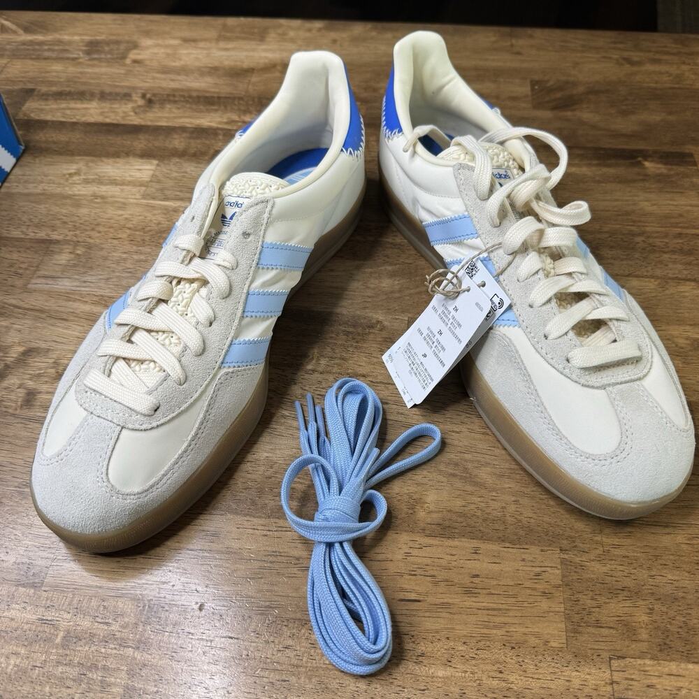 Adidas Gazelle Indoor Cream Blue Gum Sole Sneakers Mens 10.5 JI2004
